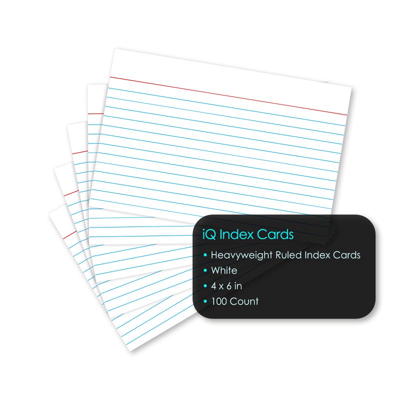 iScholar Index Cards, White, Ruled, 4 x 6 Inches, 100 Card Pack (04603) - Image 3